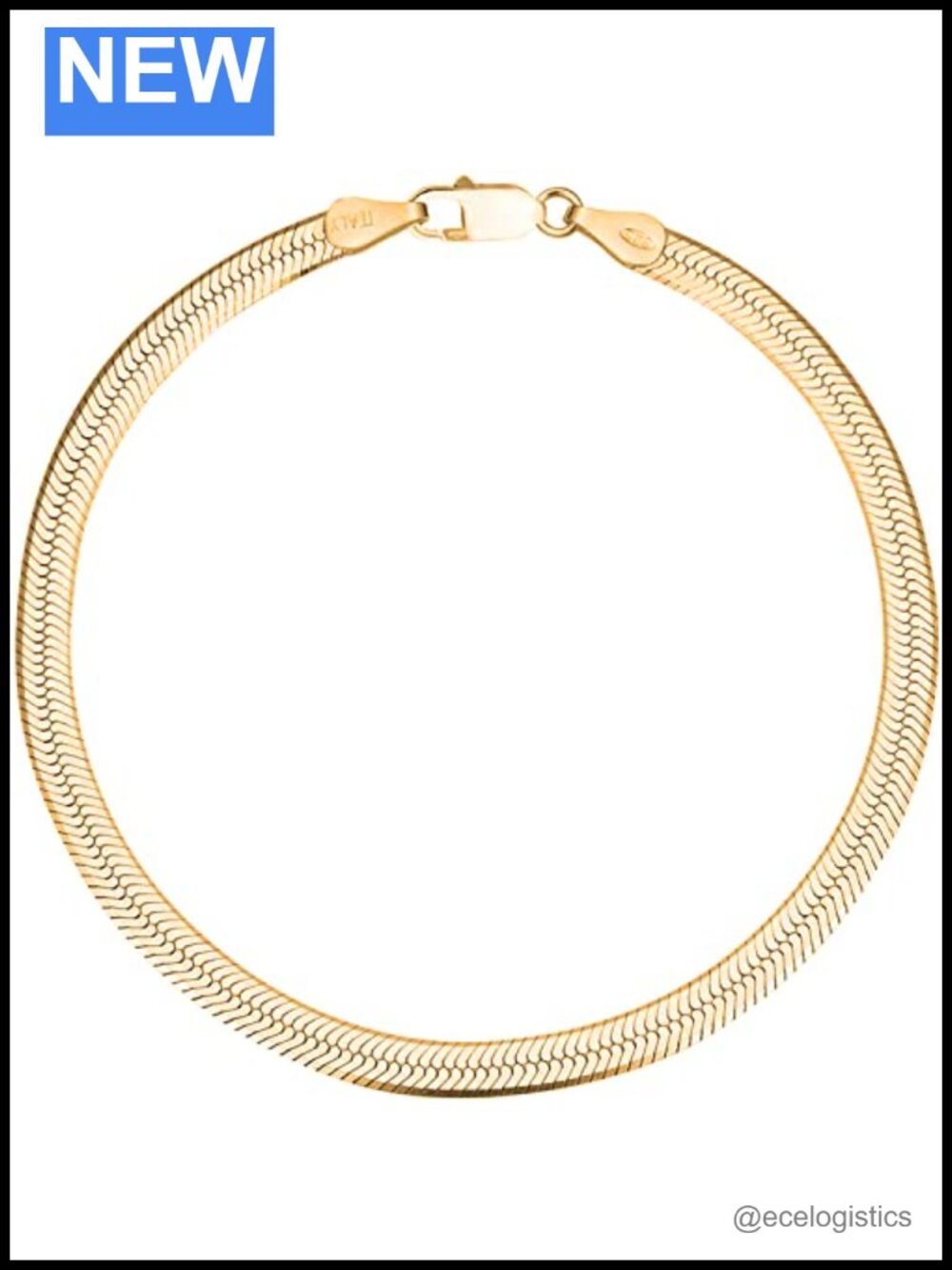 18K Gold Plated 925 Sterling Silver Italian Herringbone Link Bracelet
